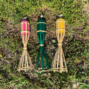 Torcia Decorativa da Tavolo in Bambù per Esterni, Torcia Classica Intrecciata per Patio, Giardino, Matrimoni e Festival - Product Image 5