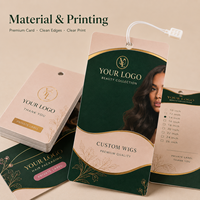 Ensemble d'emballage personnalisé pour perruques, kit complet avec étiquette suspendue imprimée en couleur, carte de remerciement et sac OPP pour perruques et extensions de cheveux naturels de marque