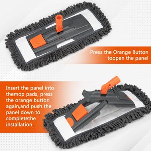 16in Bụi Lau với 3 miếng đệm có thể giặt và 51in dài thép không gỉ xử lý, sợi nhỏ lau cho sàn nhà, gạch, sàn đá cẩm thạch làm sạch - Product Image 5