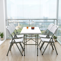 Mesa de Comedor Plegable Moderna de HDPE, Ligera, Apilable, Resistente, Fácil de Transportar, Impermeable, para Exteriores - Modelo CNR FH152B, 1 Año de Garantía