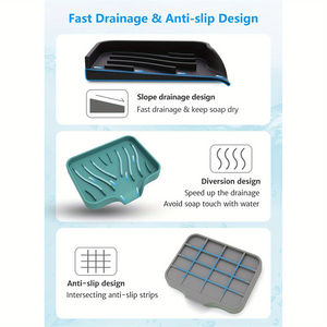 Bandeja de soporte de jabón de silicona autodrenante moderna, diseño de cascada fácil de limpiar, antideslizante para baño, <span class=keywords><strong>ducha</strong></span>, fregadero de cocina - Product Image 4