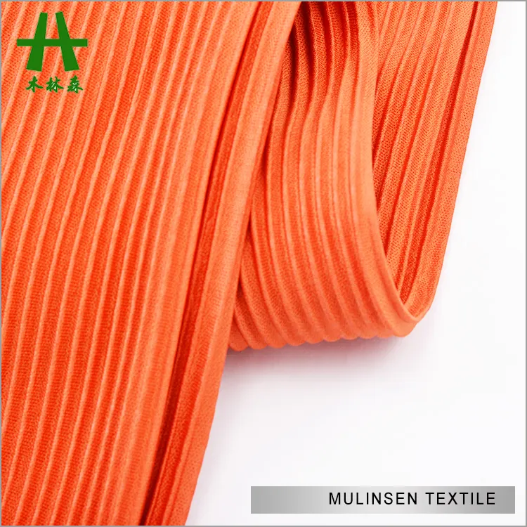 Mulinsen Textil DTY Verriegelung Crinkle Ebene Gefärbt Micro Polyester Jersey Stoff