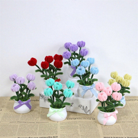 YOPIN-7687 grosir selesai lucu tanaman pot ornamen Desktop buatan tangan Twisted tongkat simulasi bunga Mini Bonsai hadiah