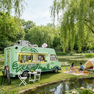 Carrito de Comida Móvil de Autoservicio con Estructura Reforzada y Utensilios Completos para Venta en Ferias y Puestos Callejeros al Aire Libre - Product Image 1