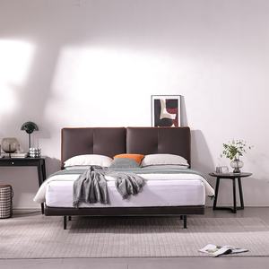 <span class=keywords><strong>Letto</strong></span> in Pelle con <span class=keywords><strong>Testiera</strong></span> a Doppio Cuscino e Striscia Luminosa Nascosta, Personalizzato in Fabbrica, con Struttura in <span class=keywords><strong>Legno</strong></span> Moderna per Uso Alberghiero - Product Image 3