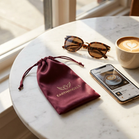 Pochette élégante en microfibre avec cordon de serrage pour bijoux et lunettes, sac d'emballage de luxe sur mesure pour montres et lunettes