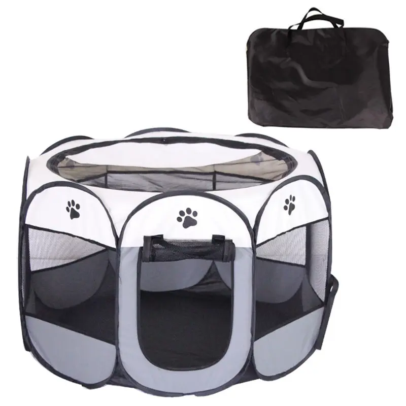 Tente de clôture octogonale pliable pour animaux de compagnie, en tissu Oxford de haute qualité, lavable et Portable avec sac de transport