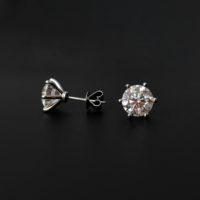 Handmade Custom CVD HPHT Lab Grown Diamond Jewelry Earrings Stud Lab Grown Diamond 18k White Gold Stud Earrings for Women Men