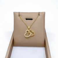 Collier pendentif double cœur plaqué or de luxe, chaîne croisée en acier inoxydable, bijoux de mariage et de fête pour femmes et jeunes filles