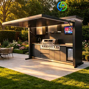 Outdoor Kitchen bar and Bench Outdoor Kitchen Built in Bbq Grill Set Stainless Steel Outdoor Kitchen Doors with <strong>Glasses</strong> - Product Image 4