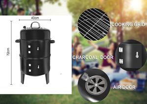 <span class=keywords><strong>Barbecue</strong></span> vertical 3-en-1 sans fumée avec fumoir et torréfacteur à charbon de bois 3 niveaux – Nouveauté 2025 – Offre Spéciale - Product Image 3