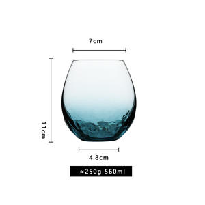 Calice da Vino in Cristallo Blu Soffiato a Mano con Effetto Ghiaccio, Ecologico e Sostenibile, Design Classico e Semplice per Uso Domestico - Product Image 5