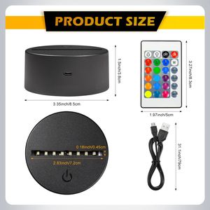 Wholesale Modern RGB ABS 3D LED <b>Night</b> <b>Light</b> Creative Signs Illusion <b>USB</b>-powered Dimmable Lamp with Remote Control for Bedroom - Product Image 3