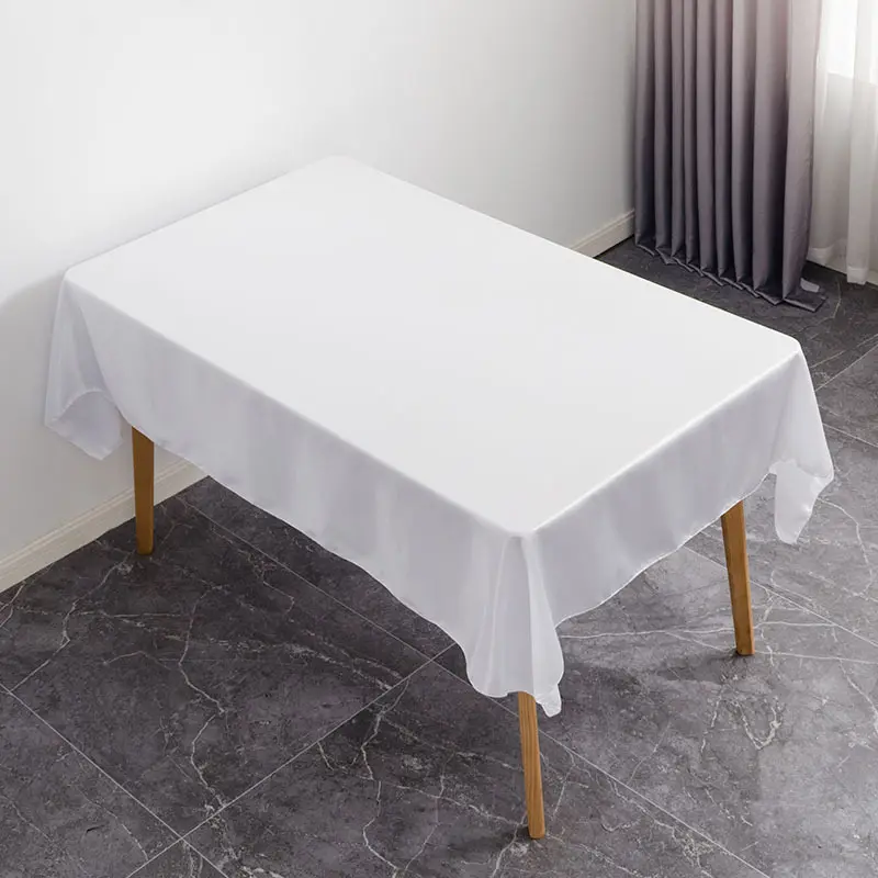 Mantel de satén de seda Rectángulo Cubierta de mesa de seda brillante Decoración de mesa suave para eventos de fiesta de banquete de boda