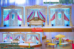 การตกแต่งเวทีงานแต่งงานที่สวยงามแบบศรีลังกา โทนสีทอง ตกแต่งเวทีงานแต่งงานสไตล์โมเดิร์น - Product Image 6