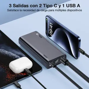 Power Bank Portatile ad Alta Capacità 20000mAh con 3 Porte, Ricarica Rapida PD 20W in 1 Ora, Presa Giapponese Standard 22.5W, Nero Gar158 - Product Image 3