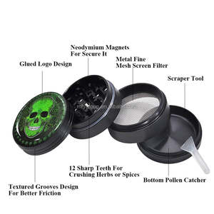 OEM/ODM personnalisé métal <span class=keywords><strong>zinc</strong></span>/aluminium 40mm 50mm 55mm 63mm 75mm broyeur d'herbes Logo supérieur accessoires pour fumeurs meulage manuel du tabac - Product Image 5
