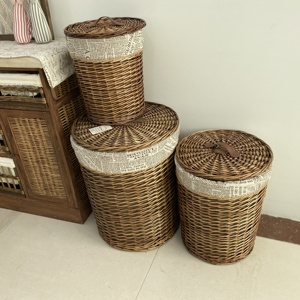 Willow <strong>Laundry</strong> <strong>Basket</strong> Round <strong>Wicker</strong> Woven Natural Home Clothes Storing Large Willow <strong>Laundry</strong> <strong>Basket</strong> - Product Image 6