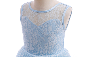 Elegante Abito da Sera Ricamato Blu Cielo 4-5 Anni, Vestito da <span class=keywords><strong>Damigella</strong></span> d'Onore Floreale in Pizzo Ricamato a Mano, Abito da Ballo Personalizzato per Bambina, Abito da Principessa per Feste - Product Image 4