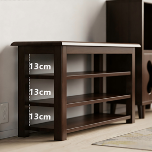 Banc à chaussures multifonctionnel moderne en bois massif avec 3 étagères pour l'<span class=keywords><strong>entrée</strong></span> de la maison, le couloir, et comme rangement à chaussures avec siège. - Product Image 5