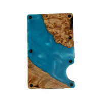 Portefeuille minimaliste en bois de résine de blocage RFID avec étui de téléphone de portefeuille minimaliste en bois de pince à billets