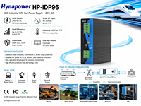 Alimentation industrielle sur rail DIN 96W 12V/8A 24V/4A 48V/2A IP40 -40~75 ℃   CE FCC UL508 pour PLC/SCADA/AP sans fil Hi-Net HP-IDP96