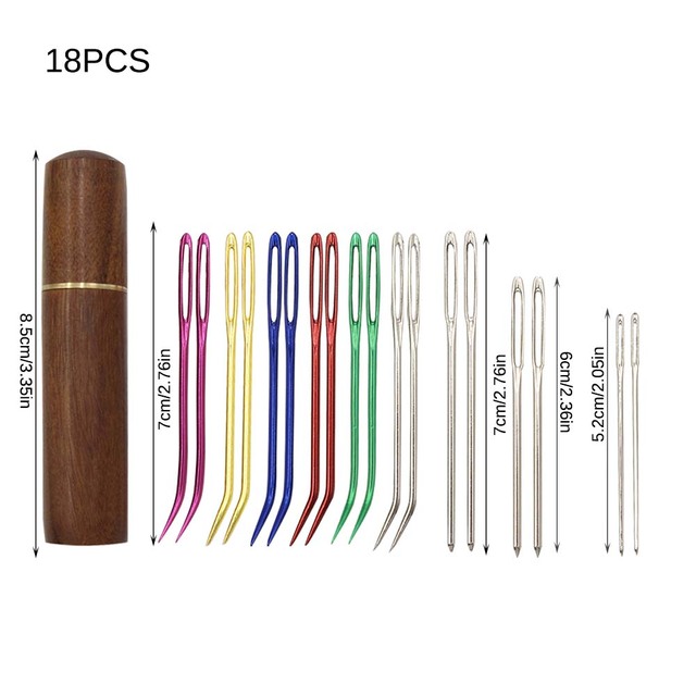 12/18Pcs Large Eye Curved Stainless Steel Sewing Needles Bent Tapestry Darning Embroidery Metal Material
