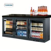 Refrigerador Premium Bajo Mostrador con 3 Puertas de Vidrio, Enfriador de Bebidas Negro para Cafetería, Discoteca, con Luz LED