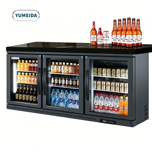 Refrigerador Premium Bajo Mostrador con 3 Puertas <span class=keywords><strong>de</strong></span> Vidrio, Enfriador <span class=keywords><strong>de</strong></span> Bebidas Negro para Cafetería, Discoteca, con Luz LED - Product Image 2