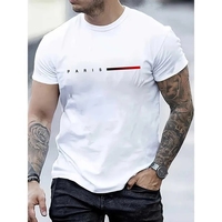 T-shirt d'Été Décontracté à Manches Courtes pour Homme, Impression par Sublimation, Motif Paris, Uni, Style Urbain et Extérieur