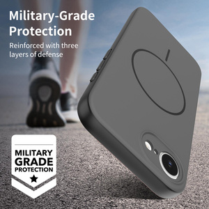Étui de luxe magnétique antichoc pour iPhone 17e, sensation peau, protection précise des objectifs, <span class=keywords><strong>noir</strong></span>/gris - Product Image 5