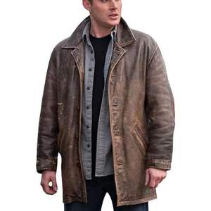 Abrigo de Cuero Genuino para Hombre, Estilo Trench Coat, Piel de Vaca, Largo Medio, Cierre de Botones, Corte Clásico, Estilo Dean Winchester - Product Image 6