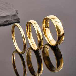 Tempusort Vente en gros <span class=keywords><strong>Bague</strong></span> de mariage éternelle plaquée or 2 mm/4 mm/6 mm, anneaux en titane poli bombé pour homme, <span class=keywords><strong>femme</strong></span>, couple, fiançailles - Product Image 2