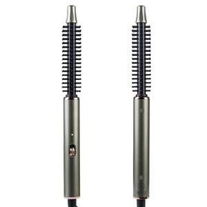 <span class=keywords><strong>Cepillo</strong></span> de cerámica <span class=keywords><strong>para</strong></span> rizar el pelo <span class=keywords><strong>para</strong></span> hombres y hombres, tamaño Mini, Delgado, fácil de sostener, calentador PTC, iónico negativo, antiestático, LED, especial - Product Image 1