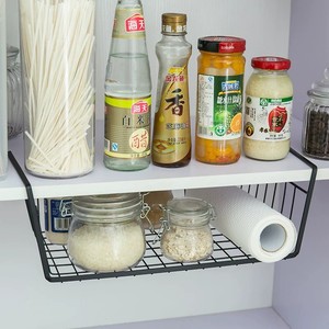 <b>Wire</b> Basket Under Desk <b>Storage</b> <b>Rack</b> Hanging Organizer For Snacks Office Supplies Kitchen Cabinet <b>Wall</b> Mounted Type Rectangle - Product Image 3