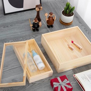 Caja de Almacenamiento de Madera Cuadrada de 6 cm de Alto, Hecha a Mano con Madera de Pino, Caja de Regalo para Artesanías - Product Image 4