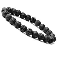 Bracelet en pierre de lave 8 mm Perle d'agate naturelle Perle de guérison Bracelet Yoga Cadeau Diffuseur d'aromathérapie Bijoux