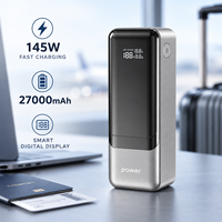 Batterie externe pour ordinateur portable 145W 27000mAh, charge rapide 100W, chargeur portable avec écran numérique intelligent pour les voyages d'affaires