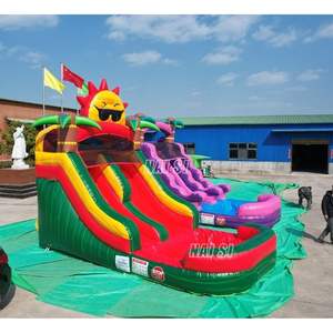 Tobogán Acuático Inflable Tropical <span class=keywords><strong>con</strong></span> <span class=keywords><strong>Piscina</strong></span>, Tobogán Acuático de una Sola Vía <span class=keywords><strong>con</strong></span> Palmera, <span class=keywords><strong>Casa</strong></span> de Brinco para Niños, Diversión Acuática de <span class=keywords><strong>Verano</strong></span> para el Patio Trasero - Product Image 5