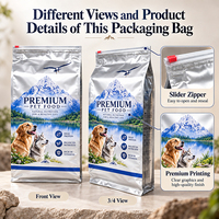 Nouveaux sacs personnalisés imprimés à soufflets latéraux pour aliments pour chiens de grande taille 5lb 10lb 15lb, sachets refermables pour aliments pour animaux de compagnie avec logo personnalisé