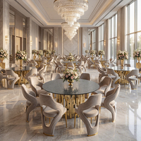 Projet personnalisé Hôtel Café Bar Restaurant Mobilier de luxe au design moderne Ensemble table à manger et chaises de mariage en acier inoxydable