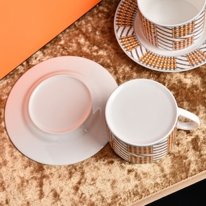 Luxury American Ceramic Coffee Cup Saucer <b>Set</b> Bone China Engraving Technique Afternoon Tea Office <b>Mug</b> Gift Package Dishwasher - Product Image 5