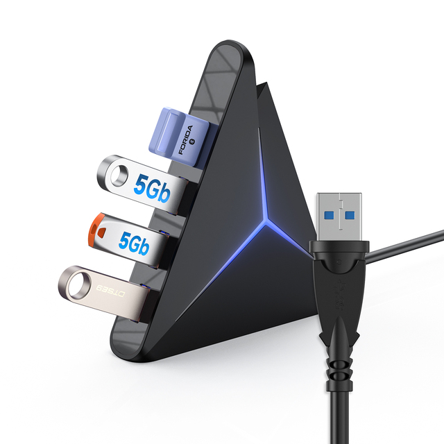 2026 Unique Computer Accessories, OEM ODM 4 in 1 USB 3.0 Hubs Gaming HUB with RGB Light