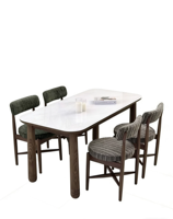 Moderner Minimalistischer/Antiker Eichen-Esstisch mit Stühlen, Perfekt für den Heimgebrauch oder ein Esszimmer mit Cremefarbener Ästhetik