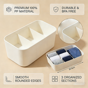 Nouvelle boîte de rangement pour vêtements 2026 en PP à 100 %, organisateur de sous-vêtements et chaussettes à trois compartiments séparés pour armoire - Product Image 6
