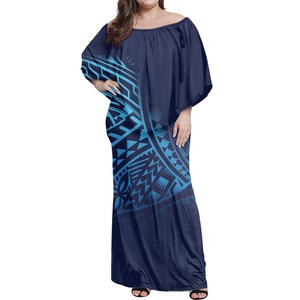 Vestido Tribal Polinesio para Mujer, <span class=keywords><strong>Estilo</strong></span> Tapa, <span class=keywords><strong>con</strong></span> un Hombro Descubierto, Manga Acampanada, Falda Ajustada, Vestido Maxi, Talla Grande - Product Image 2