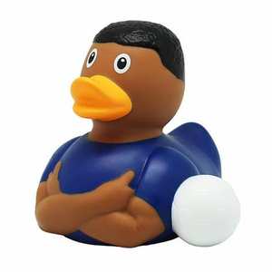 Bañera Juguetes de baño Impreso a granel Personalizado PVC Deportes Fútbol Pato de goma Juguetes de agua Adecuado para niños pequeños - Product Image 1