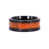 Bague de mariage et de fiançailles unisexe VLINK 2026 tendance en tungstène plaqué zinc noir avec design martelé et opale rouge écrasée