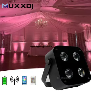 Muxxdj Ir4 Mini Uplight 4X12W Rgbwa Uv 6in1 Batterij Power Draadloze Dmx Led-Up Verlichting Bruiloft Dj Met Afstandsbediening En App Controle