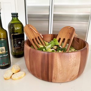 Ensemble de saladiers en bois mélangeurs en émail transparent vaisselle en bois maison et outil de cuisine ustensile bol en bois pour mélanger et servir un plat - Product Image 2